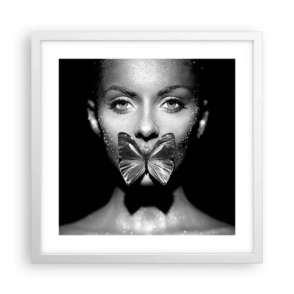 Plakat i hvid ramme - Sommerfuglekys - 40x40 cm