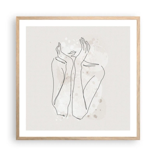 Plakat i ramme af lyst egetræ - En drømmende stund - 60x60 cm