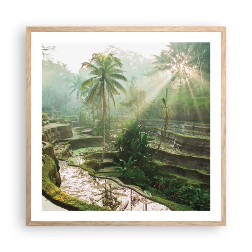 Plakat i ramme af lyst egetræ - Voksende op i solen - 60x60 cm
