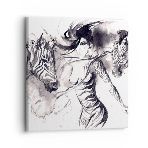 Lærredstryk - Billede på lærred - Danser med zebraer - 30x30 cm