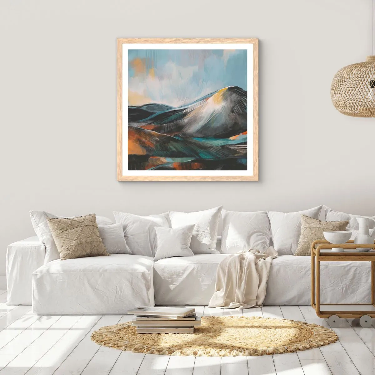 Plakat i ramme af lyst egetræ - Rå og smuk - 40x40 cm