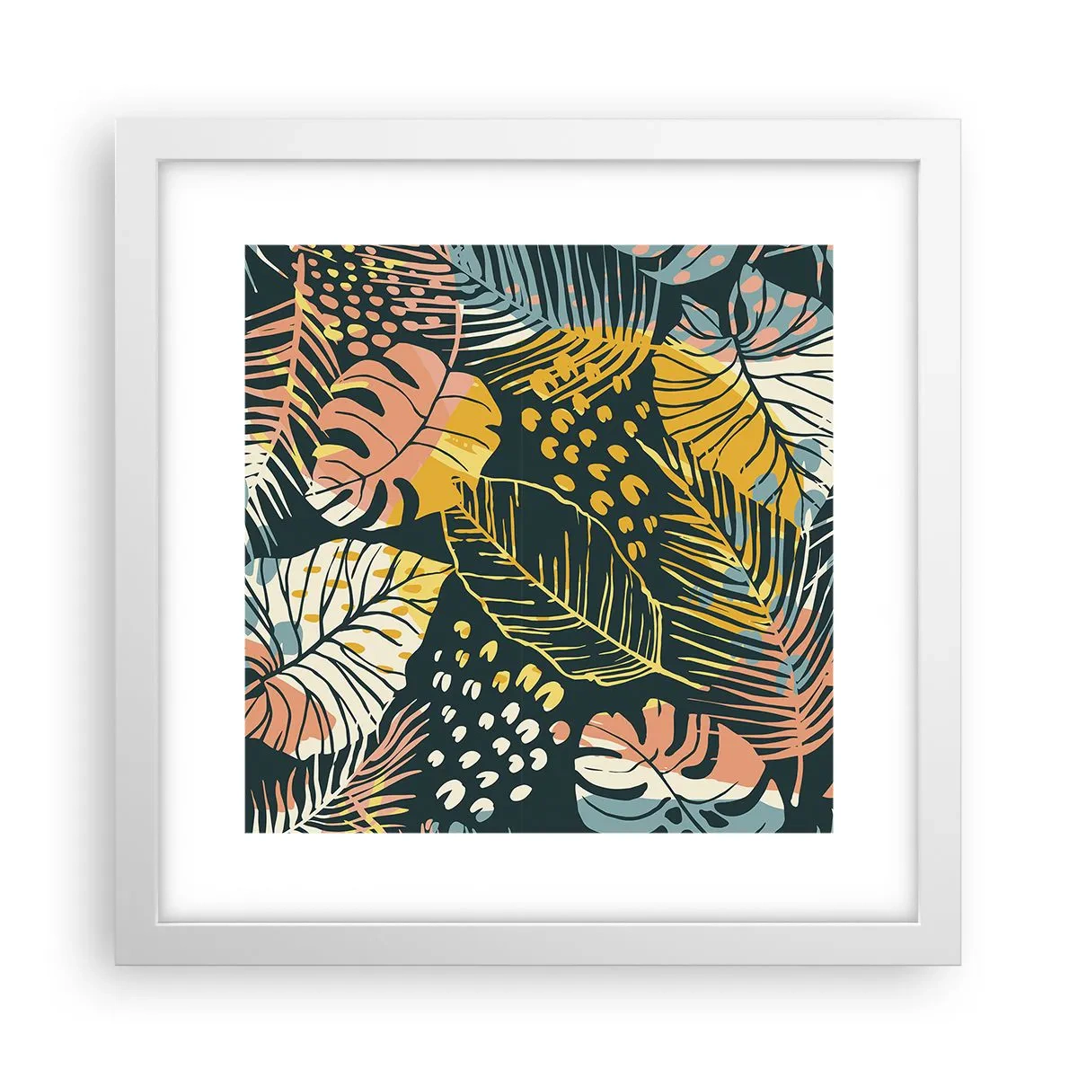 Plakat i hvid ramme - Løvrig fantasi - 30x30 cm