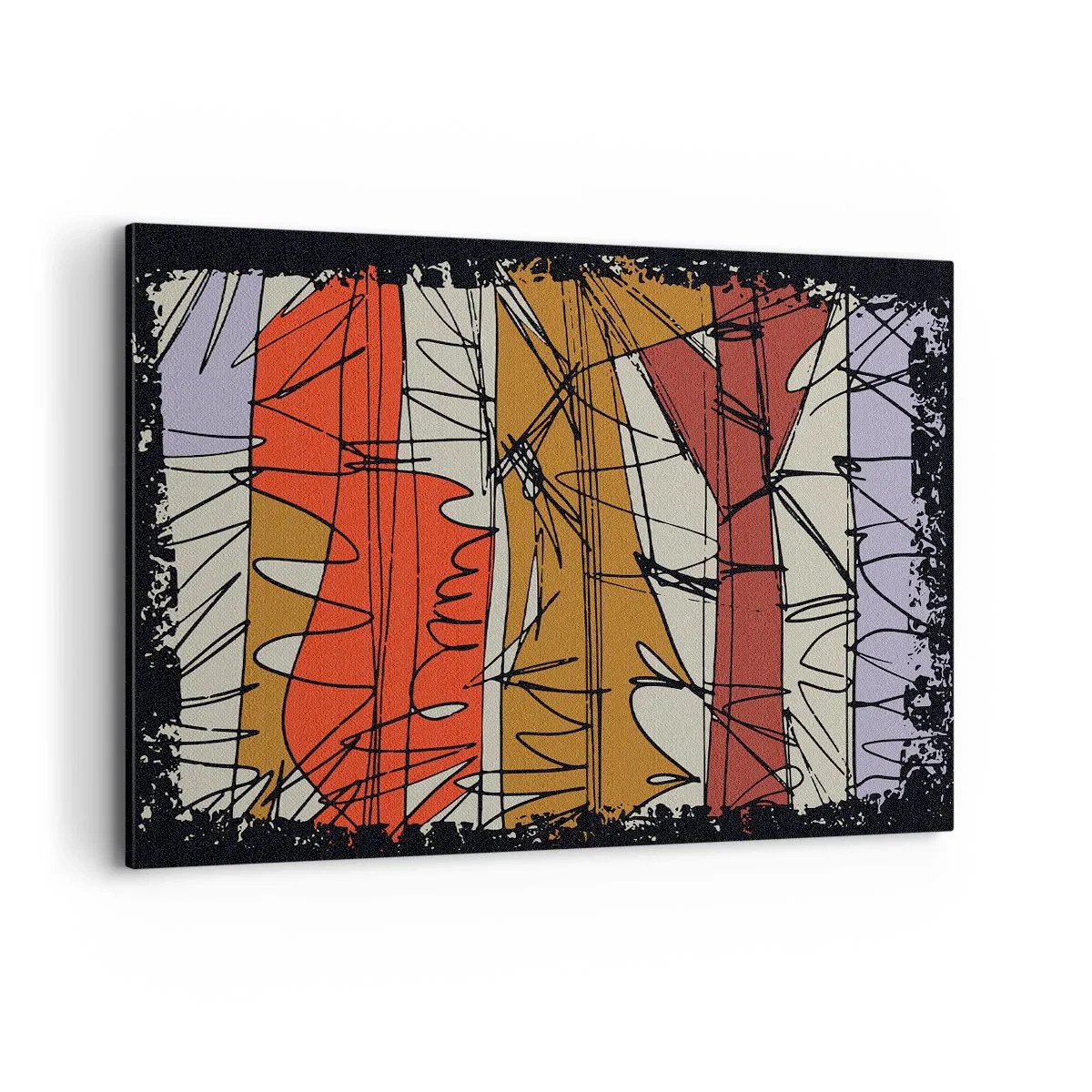 Lærredstryk - Billede på lærred - Spontan komposition - 100x70 cm