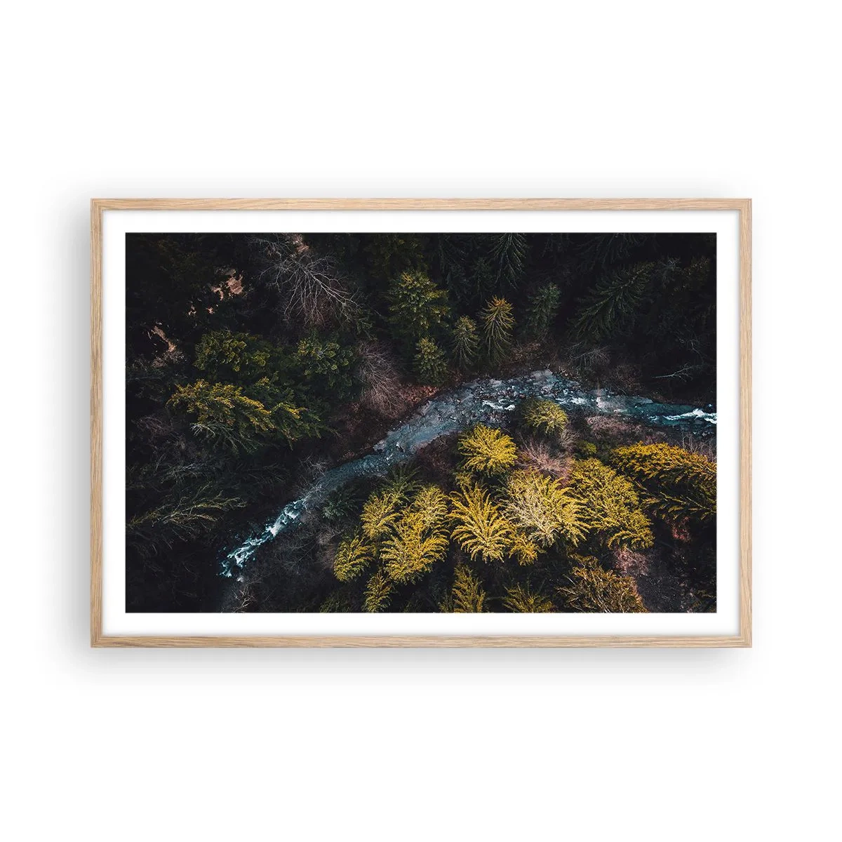 Plakat i ramme af lyst egetræ - Hurtigt, stadig hurtigere - 91x61 cm