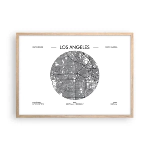 Plakat i ramme af lyst egetræ - Los Angeles' anatomi - 70x50 cm