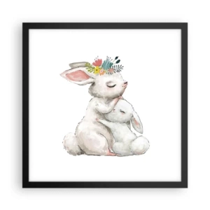 Plakat i sort ramme - Der er intet sted som hos mor - 40x40 cm