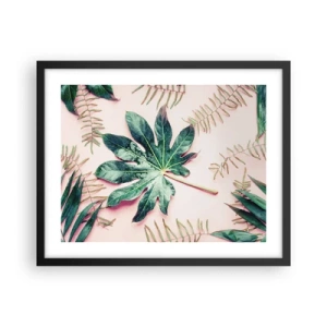 Plakat i sort ramme - En undersøgelse af grønt på en lyserød baggrund - 50x40 cm