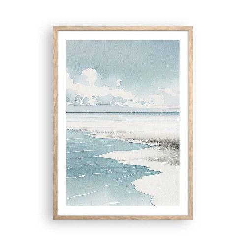 Plakat i ramme af lyst egetræ - Blidt tidevand - 50x70 cm