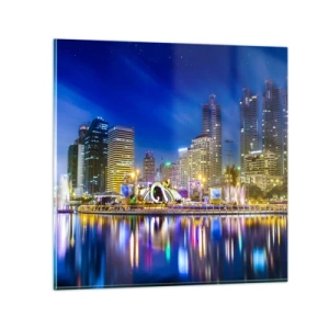 Billede på glas - Regnbuenat i metropolen - 40x40 cm