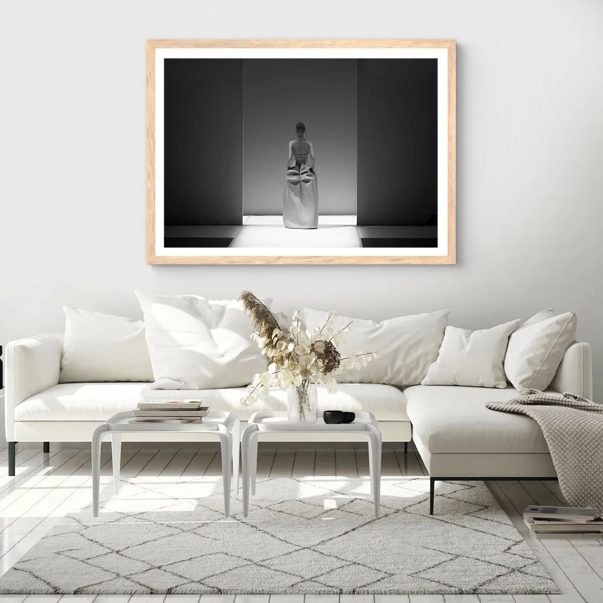 Plakat i ramme af lyst egetræ - Raffineret enkelhed - 91x61 cm