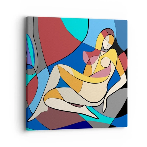 Lærredstryk - Billede på lærred - Kubistisk nøgen - 30x30 cm