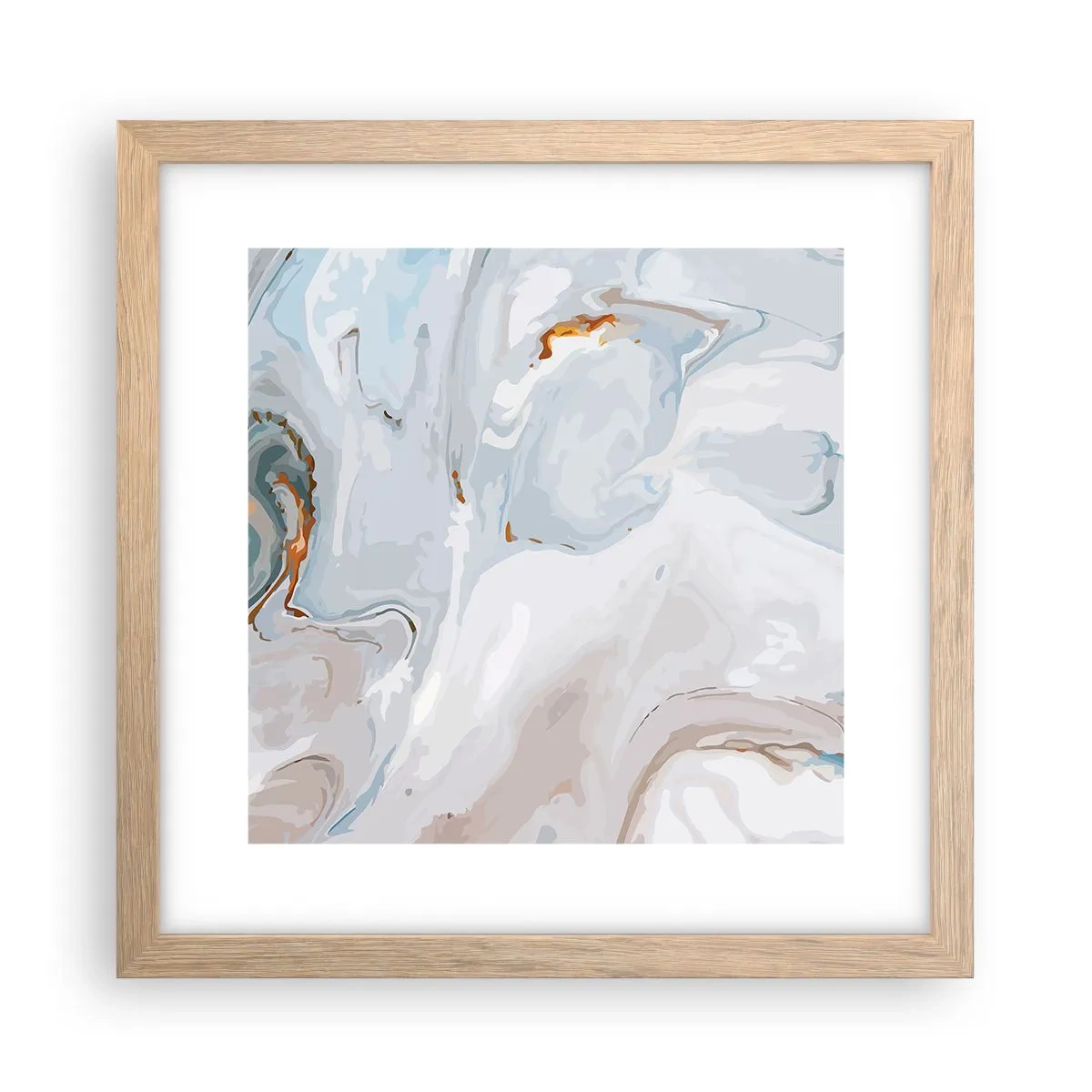 Plakat i ramme af lyst egetræ - Hvid opløftet - 30x30 cm