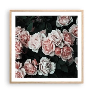 Plakat i ramme af lyst egetræ - Lyserød ansamble - 60x60 cm