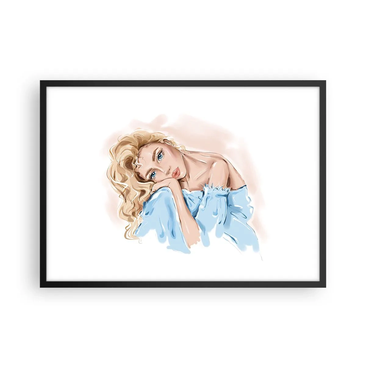 Plakat i sort ramme - Drømmende i blåt - 70x50 cm