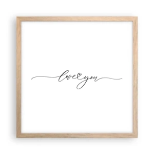 Plakat i ramme af lyst egetræ - Sort og hvid - 40x40 cm