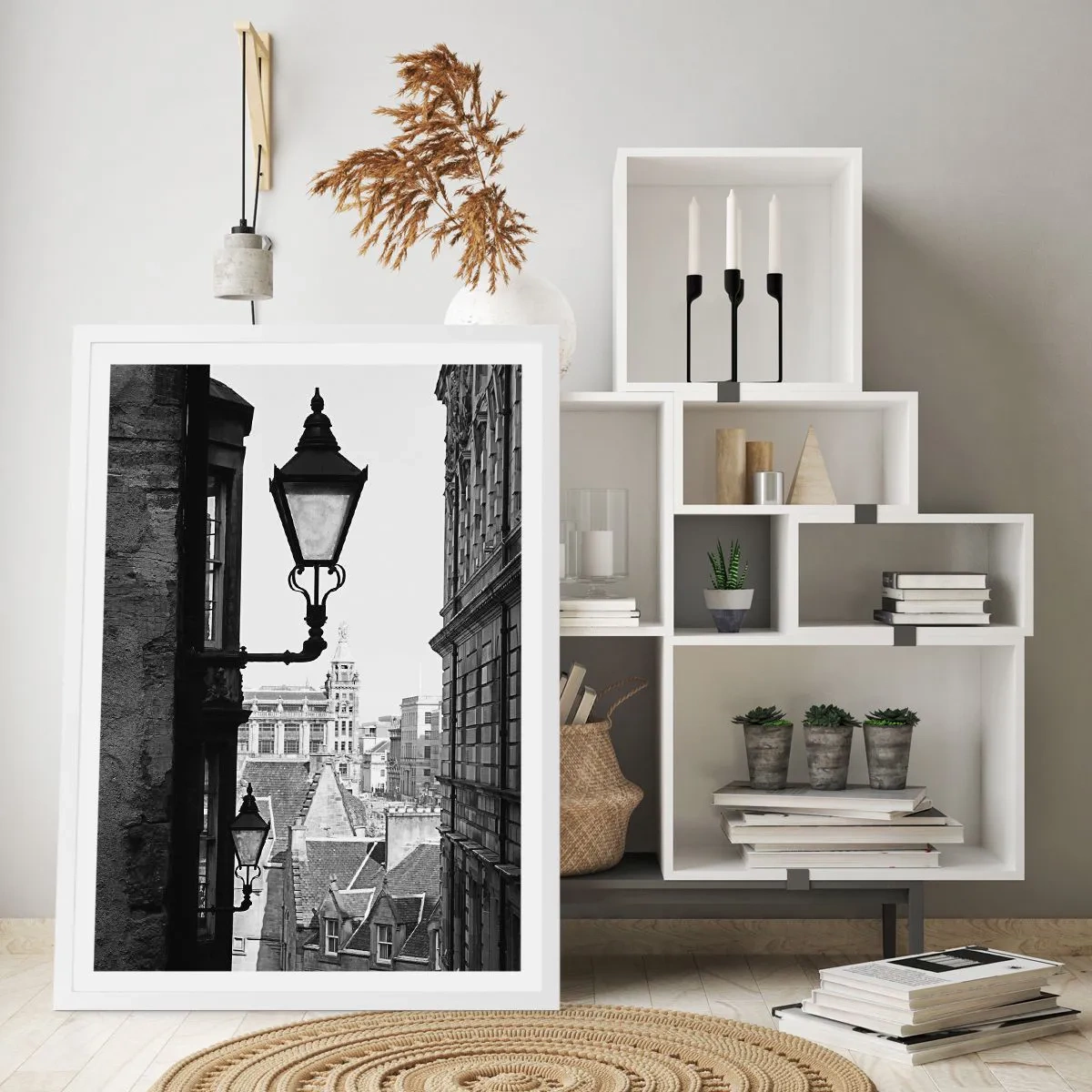 Plakat i hvid ramme - Historien om Edinburgh - 30x40 cm