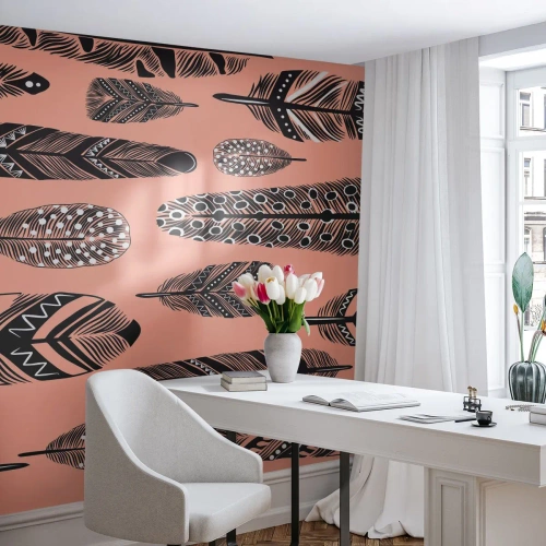 Fototapet på mål Premium Sand - Indisk samling - Abstraktion, Fjer, Boho