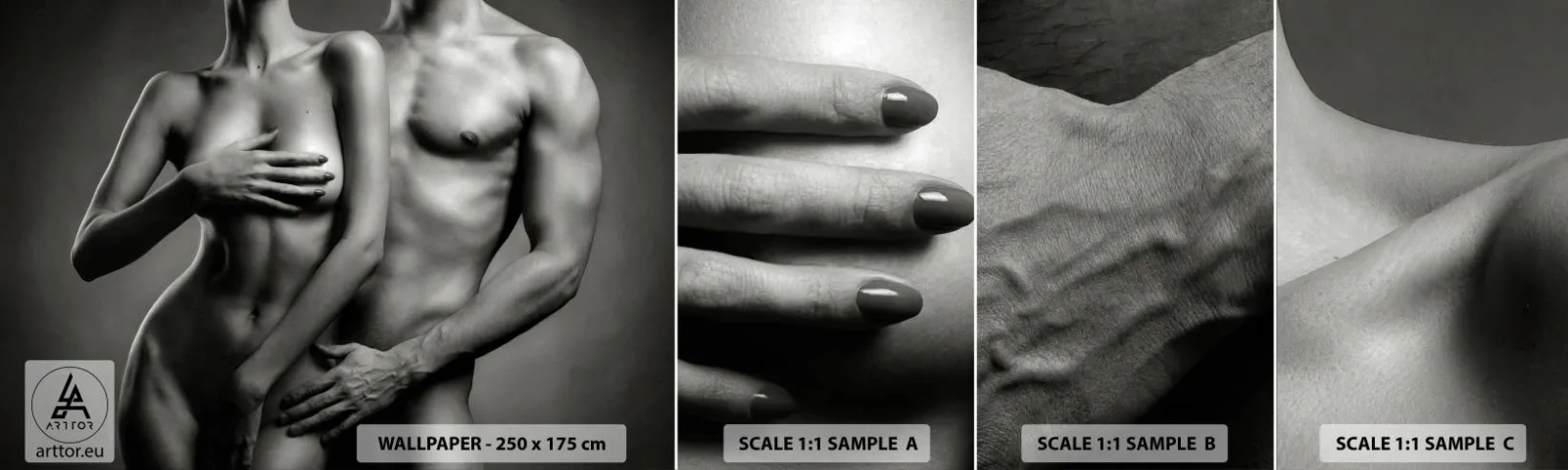 Fototapet Prøve Standard Eco - Adam og Eva - Kvinde, Mand, Legeme - 100x30 cm