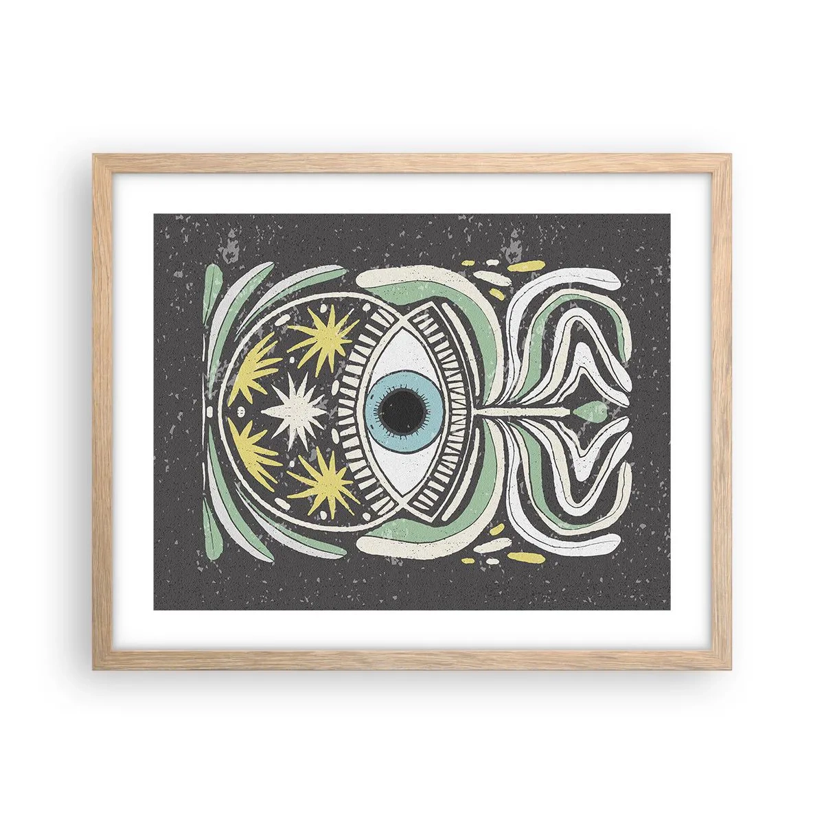 Plakat i ramme af lyst egetræ - Stammeritualer - 50x40 cm