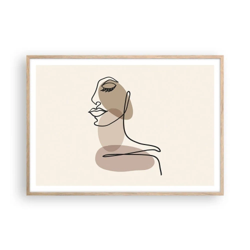 Plakat i ramme af lyst egetræ - En vis linje af skønhed - 100x70 cm