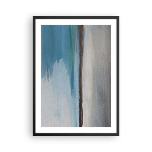 Plakat i sort ramme - Abstrakt landskab i blå og grå nuancer - 50x70cm - Horisontalt landskab - Moderne vægdekoration til stue og soveværelse ARTTOR