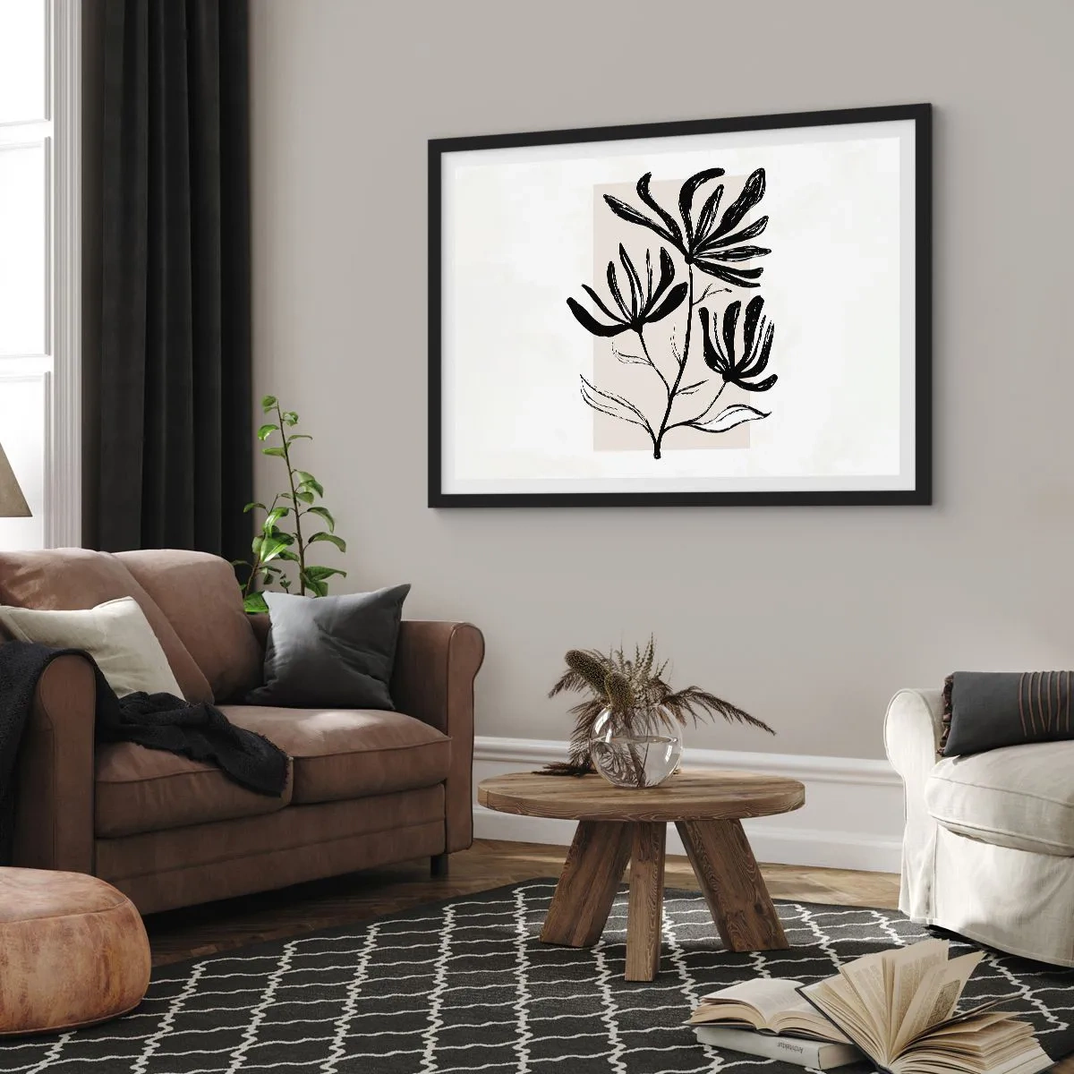 Plakat i sort ramme - Skitse til et herbarium - 100x70 cm