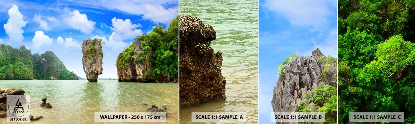 Fototapet Prøve Standard Eco - Klippeagtige naturvidundere - Landskab, Natur, Troperne - 100x30 cm