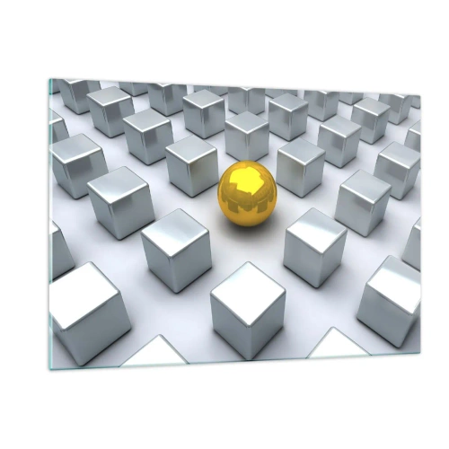 Billede på glas - Hvorfor mig? Geometrisk sammensætning - 120x80 cm