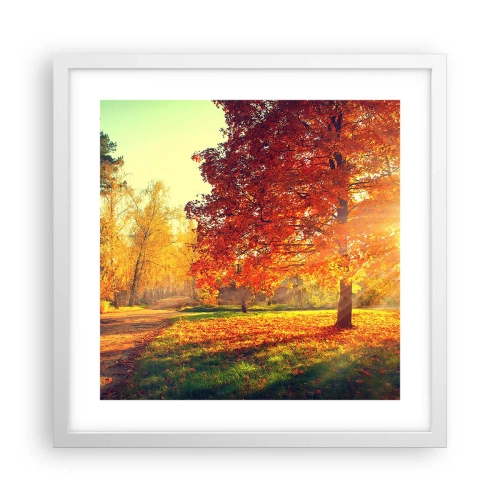 Plakat i hvid ramme - Rød er smuk - 40x40 cm