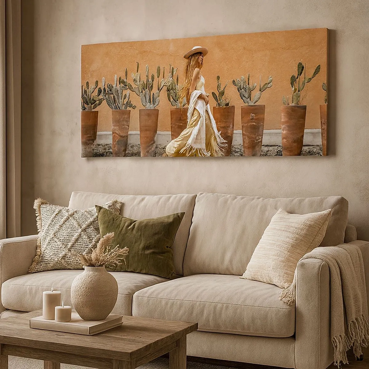 Lærredstryk - Billede på lærred - I en hippieagtig stil - 100x40 cm