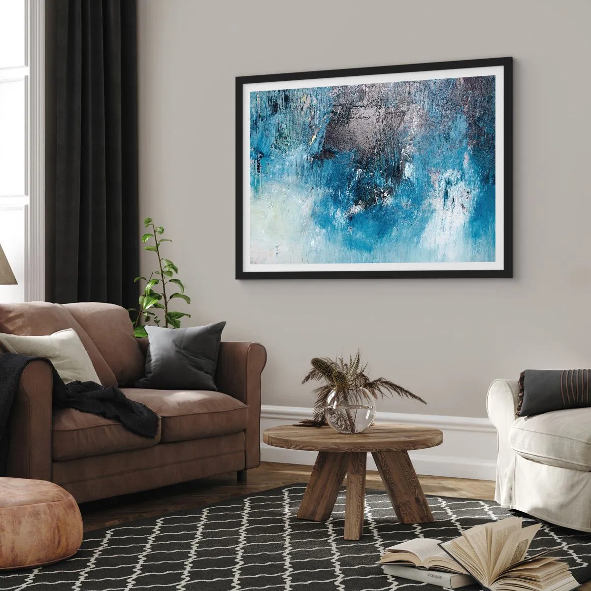 Plakat i sort ramme - Blå rapsodi - 40x30 cm