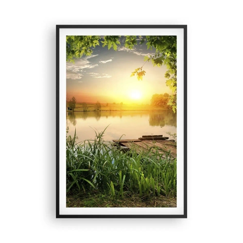 Plakat i sort ramme - Landskab i en grøn ramme - 61x91 cm