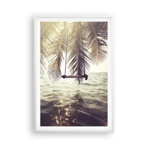 Plakat i hvid ramme - Du kan svæve i skyerne efter behag - 61x91 cm