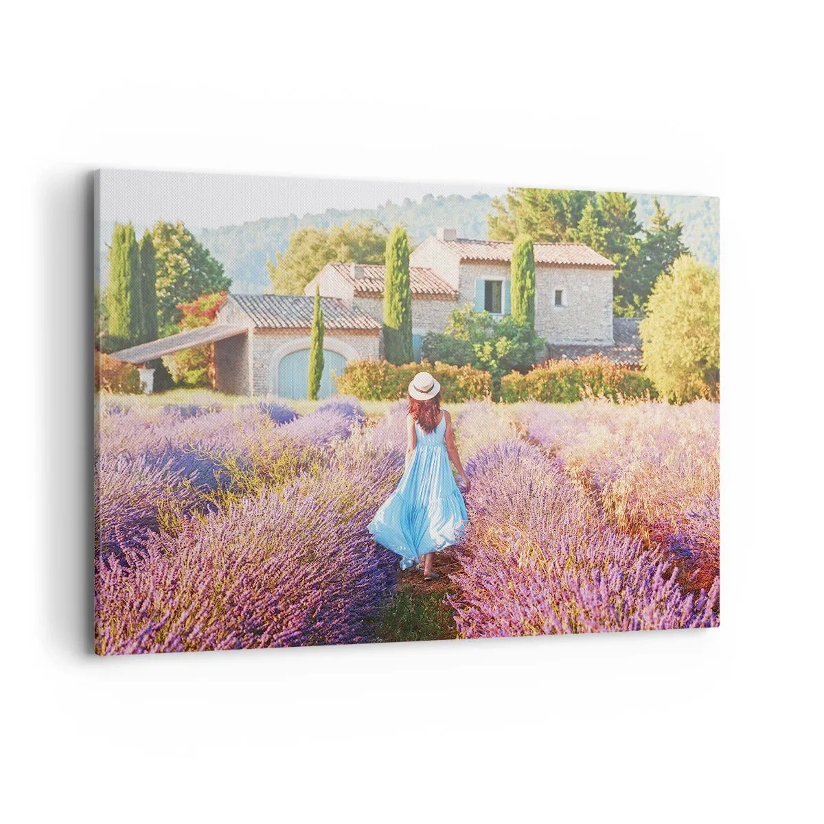Lærredstryk - Billede på lærred - Lavendel pige - 120x80 cm