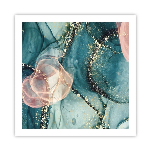 Plakat - Silkeblå, tyl lyserød - 60x60 cm