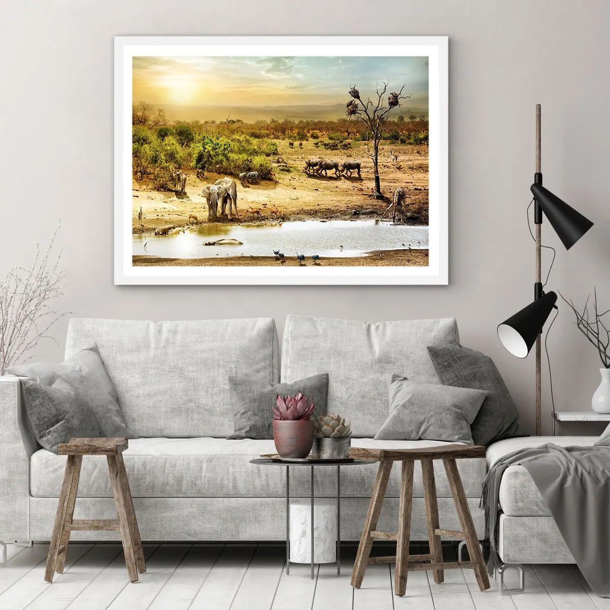 Plakat i hvid ramme - "Og ud af Eden flød en flod...". - 70x50 cm