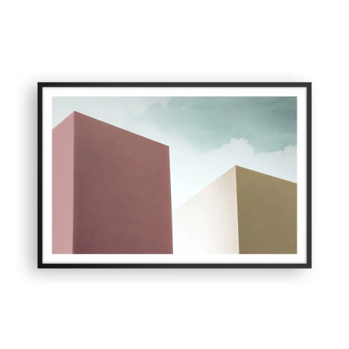 Plakat i sort ramme - Geometri af en solrig sommer - 91x61 cm