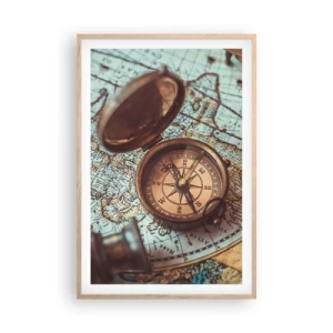 Plakat i ramme af lyst egetræ - For eventyreren - 61x91 cm