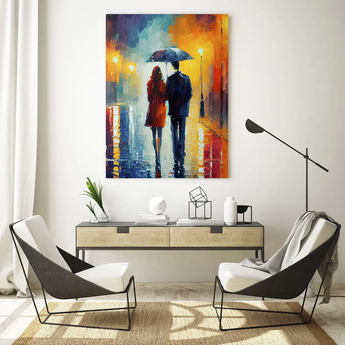 Billede på glas - Sammen - en farverig nat - 50x70 cm