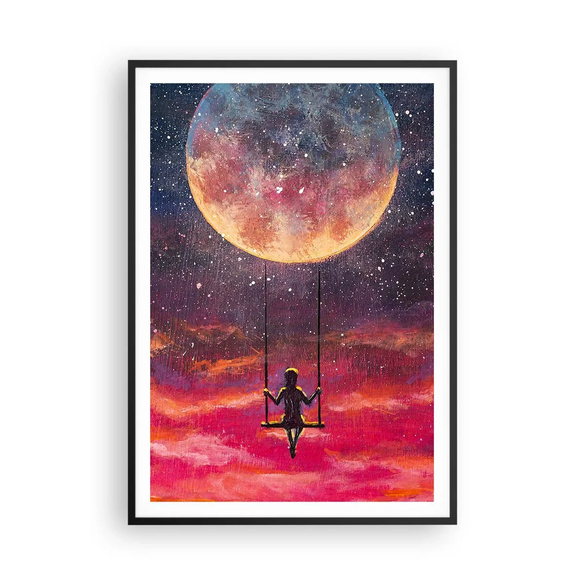 Plakat i sort ramme - Glæd dig i skyerne - 70x100 cm