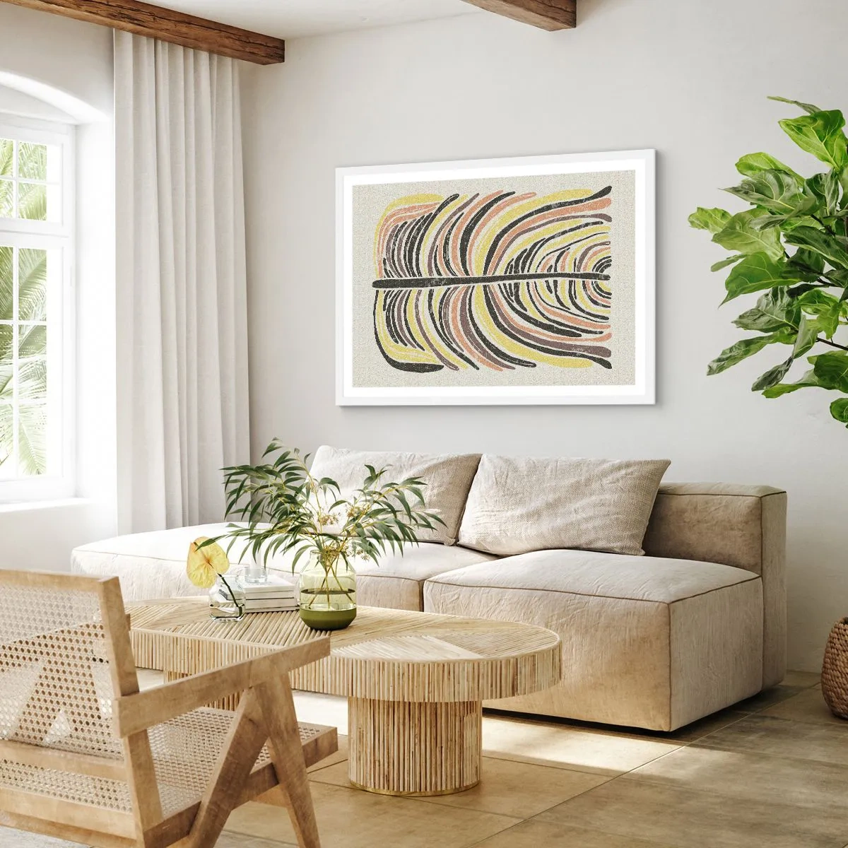 Plakat i hvid ramme - Levende abstraktion - 100x70 cm