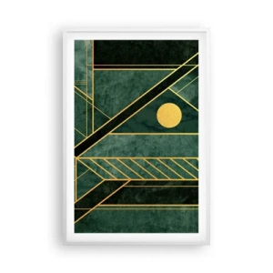 Plakat i hvid ramme - Dynamikken i guld og azurblå - 61x91 cm