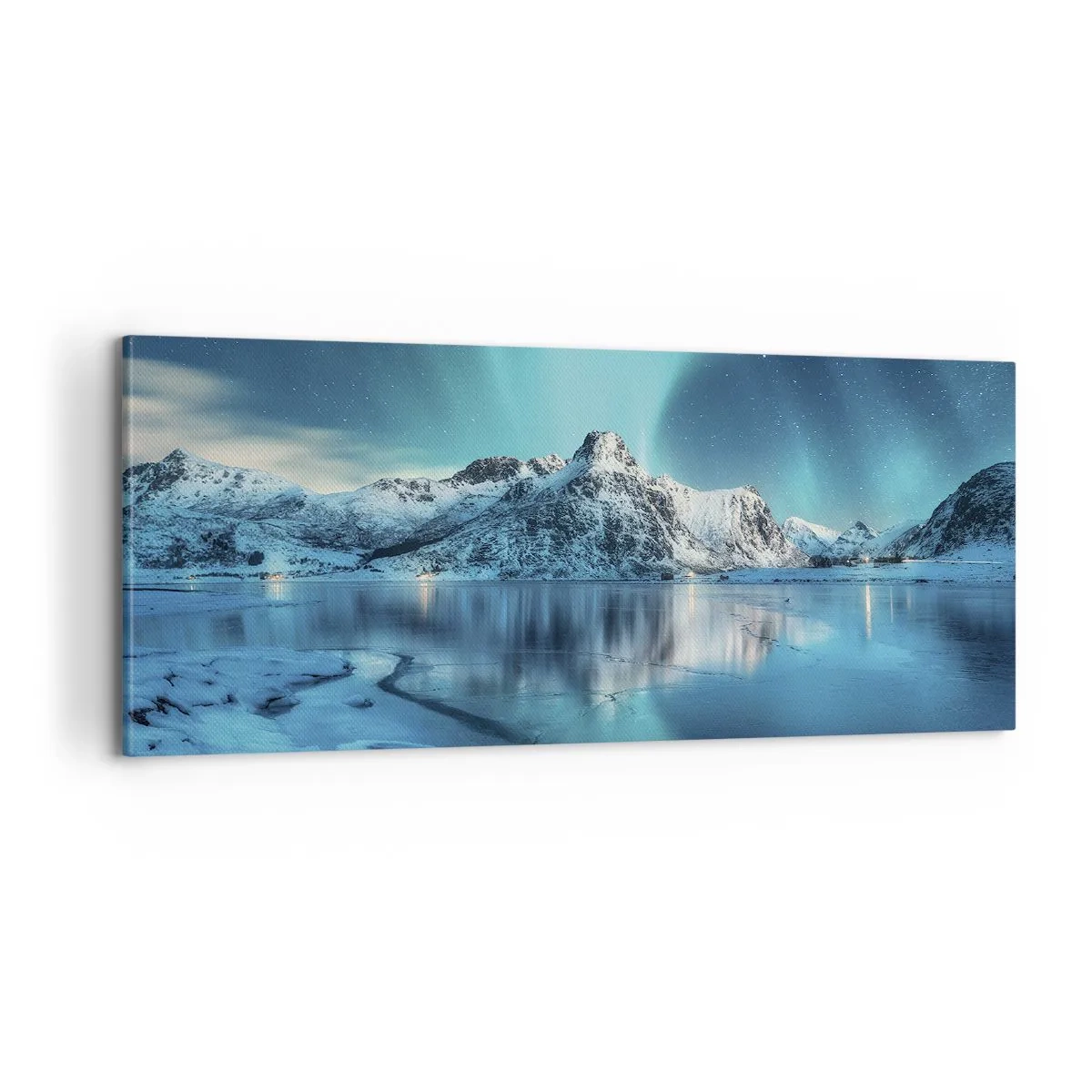 Lærredstryk - Billede på lærred - Nat med lys - 100x40 cm