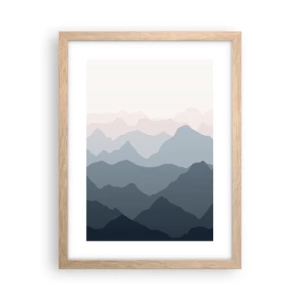 Plakat i ramme af lyst egetræ - Bølger af bjerge - 30x40 cm