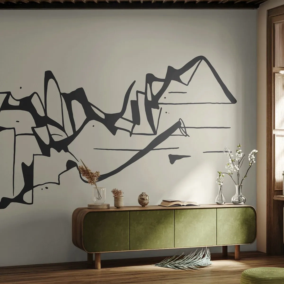 Fototapet på mål Premium Canvas - Måske et landskab - Minimalisme, Stykke, Linje