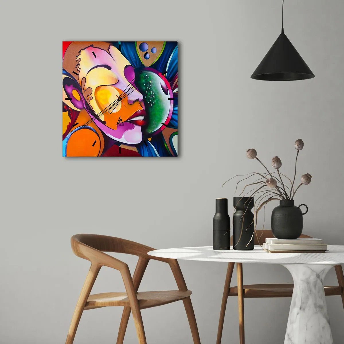 Vægur, Uret - Berør med farve - 40x40 cm