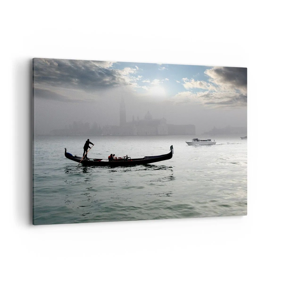 Lærredstryk - Billede på lærred - En fabelagtig by af vand og tåge - 120x80 cm