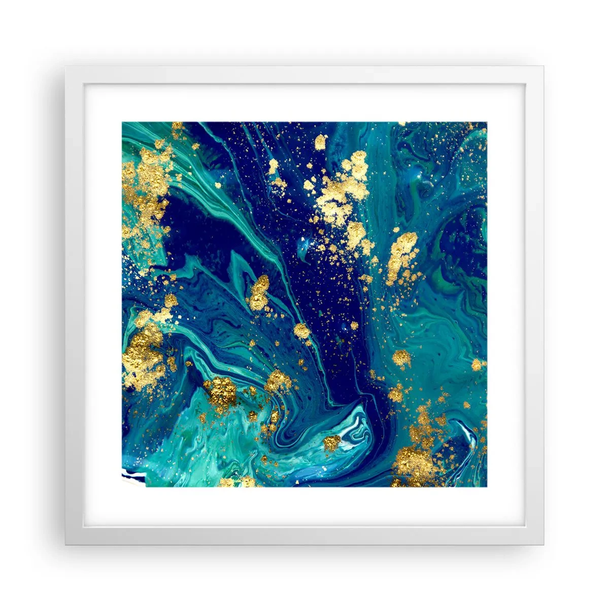 Plakat i hvid ramme - Solblade  - 40x40 cm