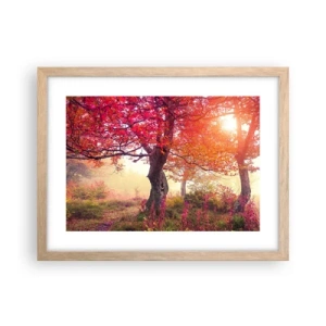 Plakat i ramme af lyst egetræ - Et væld af blomstring - 40x30 cm