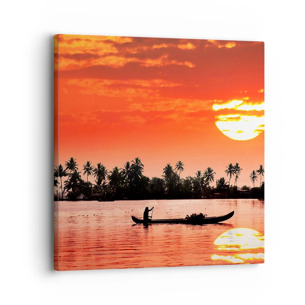 Lærredstryk - Billede på lærred - Tropernes ro ved solnedgang - 30x30 cm